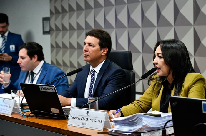 Eliziane apresenta o relatório ao lado do presidente da CPMI, deputado Arthur Maia - Foto: Geraldo Magela/Agência Senado