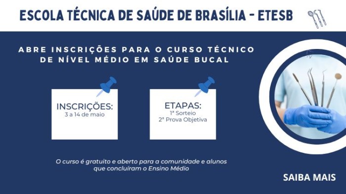Abertas inscrições para 40 vagas em formação de técnico em saúde bucal