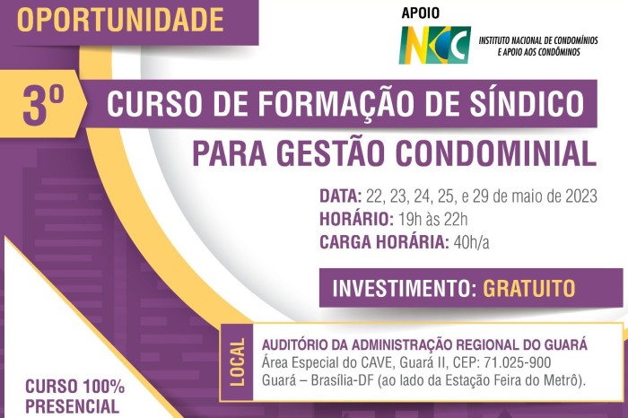 Curso gratuito vai formar síndicos para gestão condominial